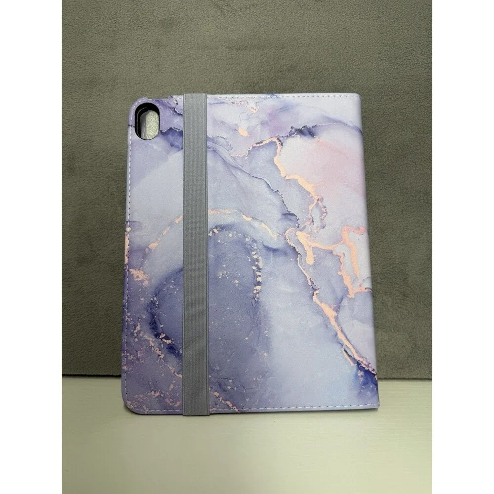 Case for iPad Air 11-inch Lavender Blue Rose Gold Marble Angle View Cover